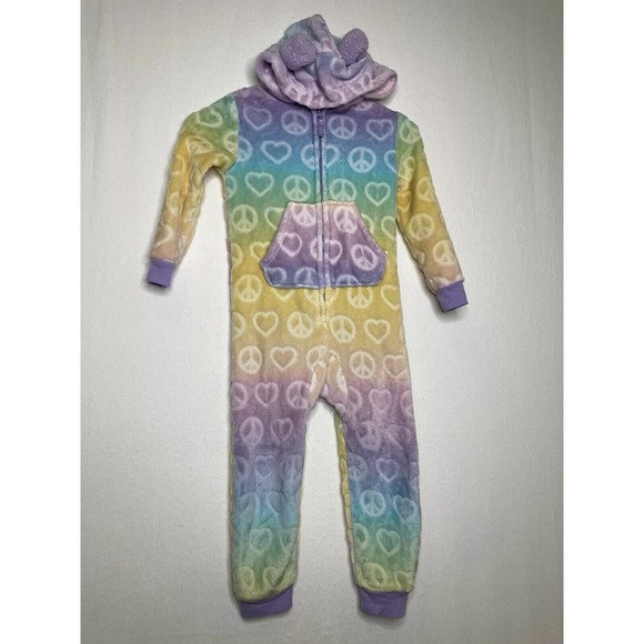More than Magic Girls One Piece Ombre Pajamas Union Suit Hearts Peace Sz XS 4/5 - Picture 3 of 12